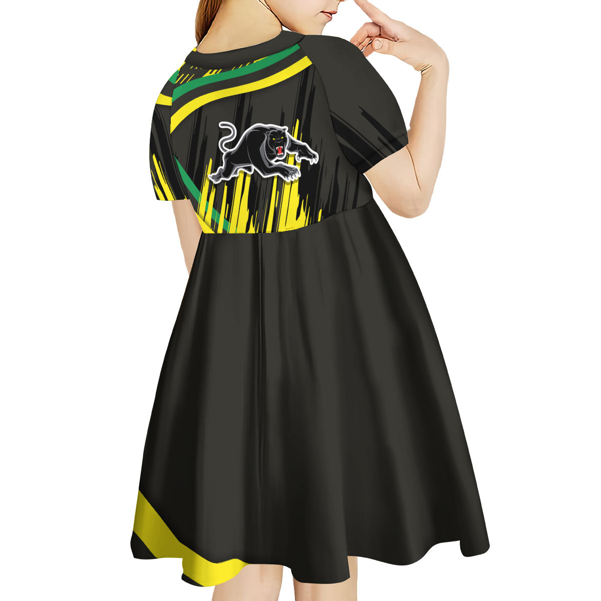 Panthers Rugby Mascot Kid Short Sleeve Dress Fierce Athlete Graphic in Sports Style