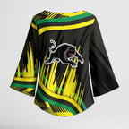 Panthers Rugby Mascot Kimono Sleeve Blouse Fierce Athlete Graphic in Sports Style