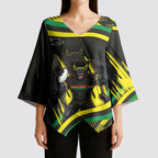 Panthers Rugby Mascot Kimono Sleeve Blouse Fierce Athlete Graphic in Sports Style