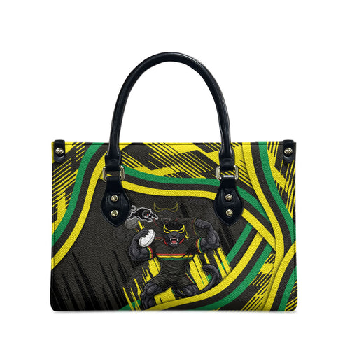 Panthers Rugby Mascot Leather Bag Fierce Athlete Graphic in Sports Style