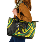 Panthers Rugby Mascot Leather Tote Bag Fierce Athlete Graphic in Sports Style