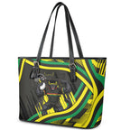 Panthers Rugby Mascot Leather Tote Bag Fierce Athlete Graphic in Sports Style