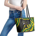 Panthers Rugby Mascot Leather Tote Bag Fierce Athlete Graphic in Sports Style
