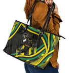 Panthers Rugby Mascot Leather Tote Bag Fierce Athlete Graphic in Sports Style