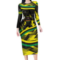 Panthers Rugby Mascot Long Sleeve Bodycon Dress Fierce Athlete Graphic in Sports Style