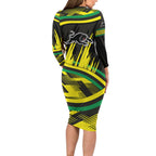 Panthers Rugby Mascot Long Sleeve Bodycon Dress Fierce Athlete Graphic in Sports Style