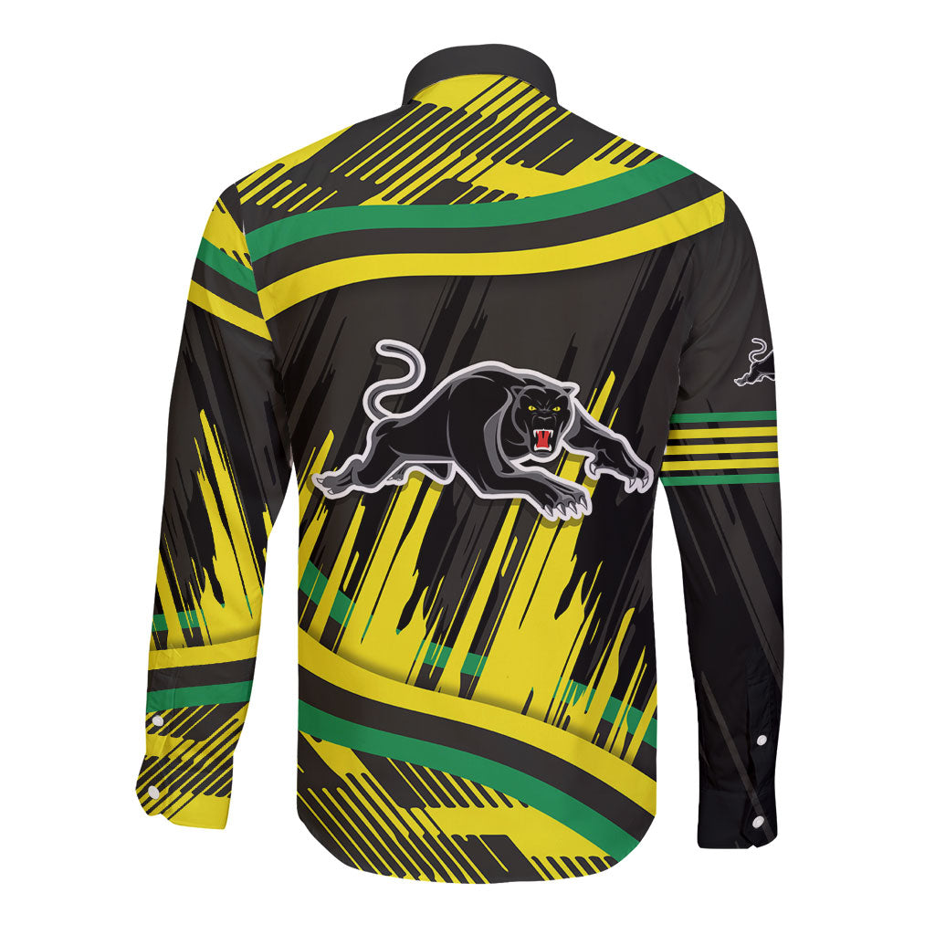 Panthers Rugby Mascot Long Sleeve Button Shirt Fierce Athlete Graphic in Sports Style