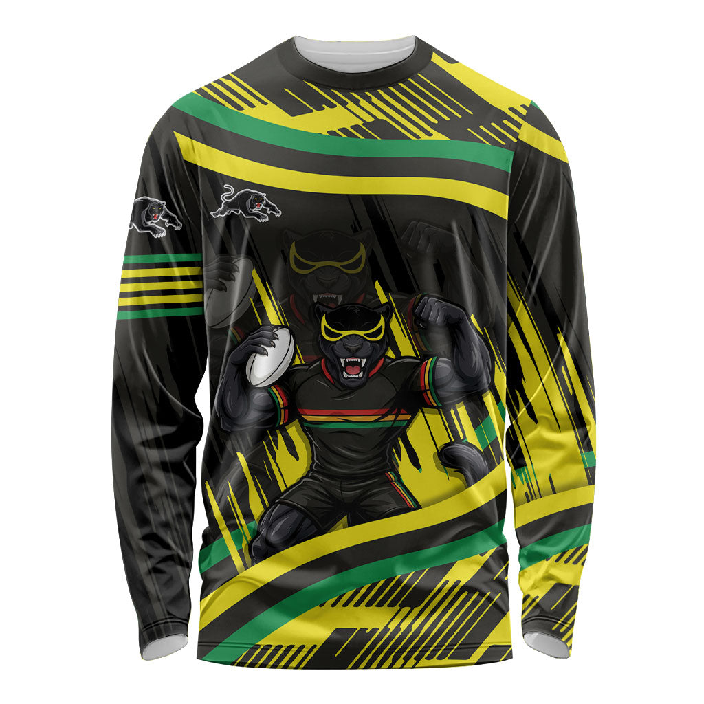 Panthers Rugby Mascot Long Sleeve Shirt Fierce Athlete Graphic in Sports Style