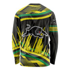 Panthers Rugby Mascot Long Sleeve Shirt Fierce Athlete Graphic in Sports Style