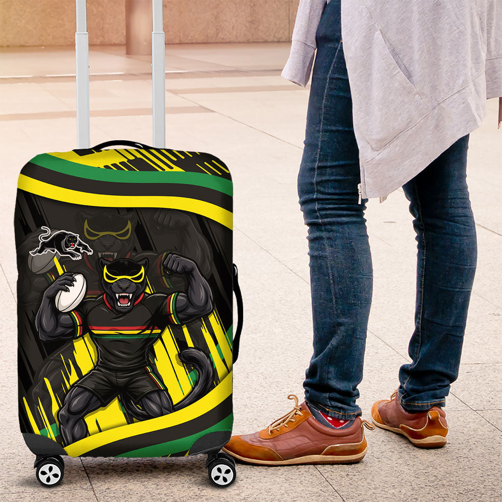 Panthers Rugby Mascot Luggage Cover Fierce Athlete Graphic in Sports Style