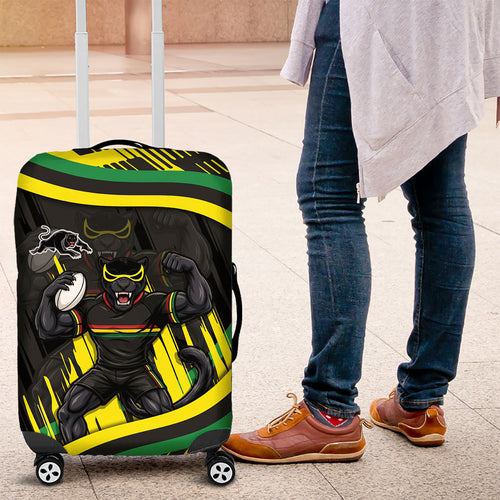 Panthers Rugby Mascot Luggage Cover Fierce Athlete Graphic in Sports Style