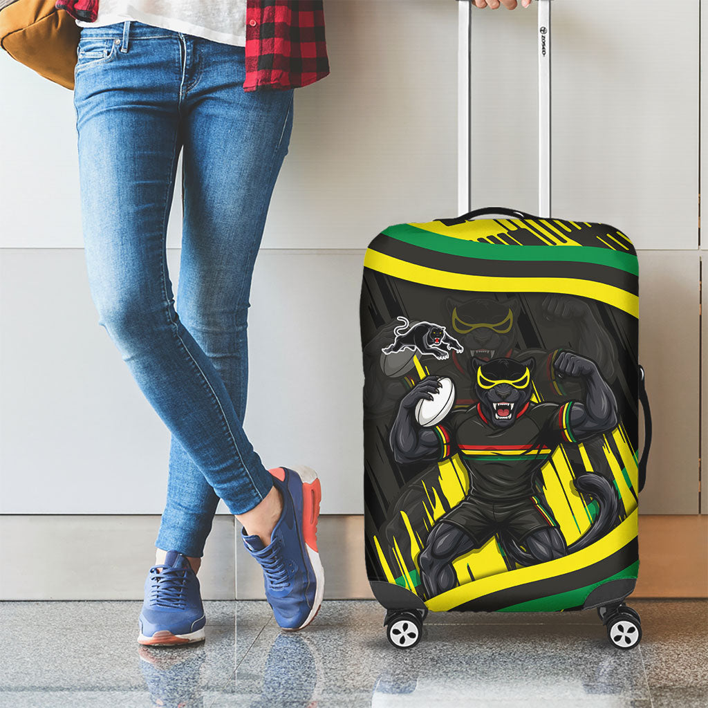 Panthers Rugby Mascot Luggage Cover Fierce Athlete Graphic in Sports Style