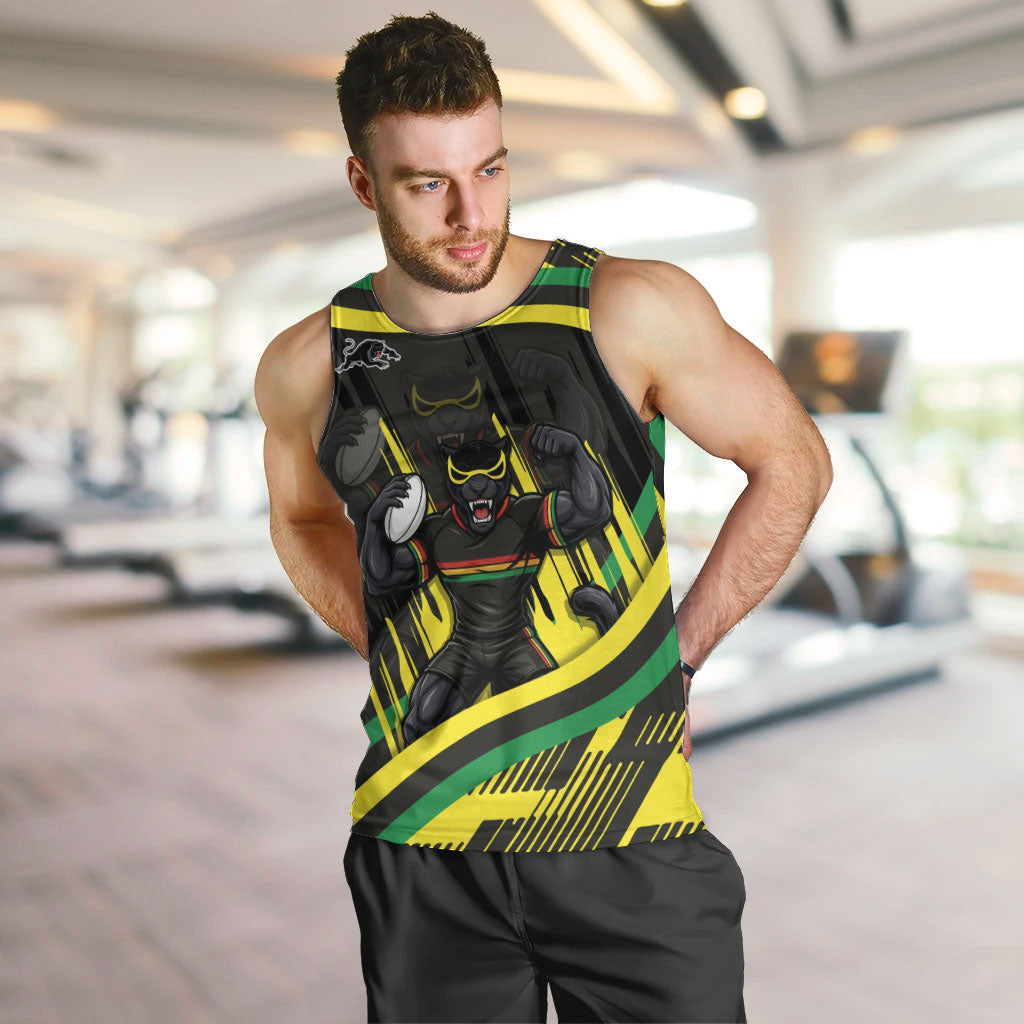 Panthers Rugby Mascot Men Tank Top Fierce Athlete Graphic in Sports Style