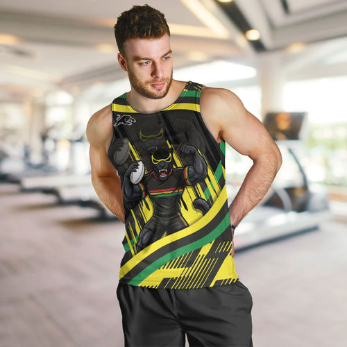 Panthers Rugby Mascot Men Tank Top Fierce Athlete Graphic in Sports Style