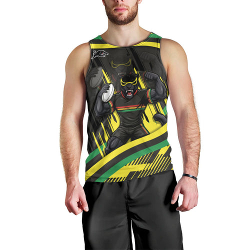 Panthers Rugby Mascot Men Tank Top Fierce Athlete Graphic in Sports Style