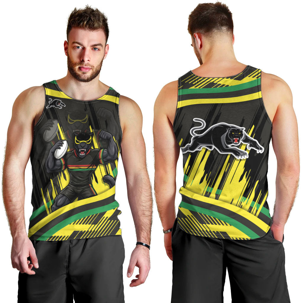Panthers Rugby Mascot Men Tank Top Fierce Athlete Graphic in Sports Style