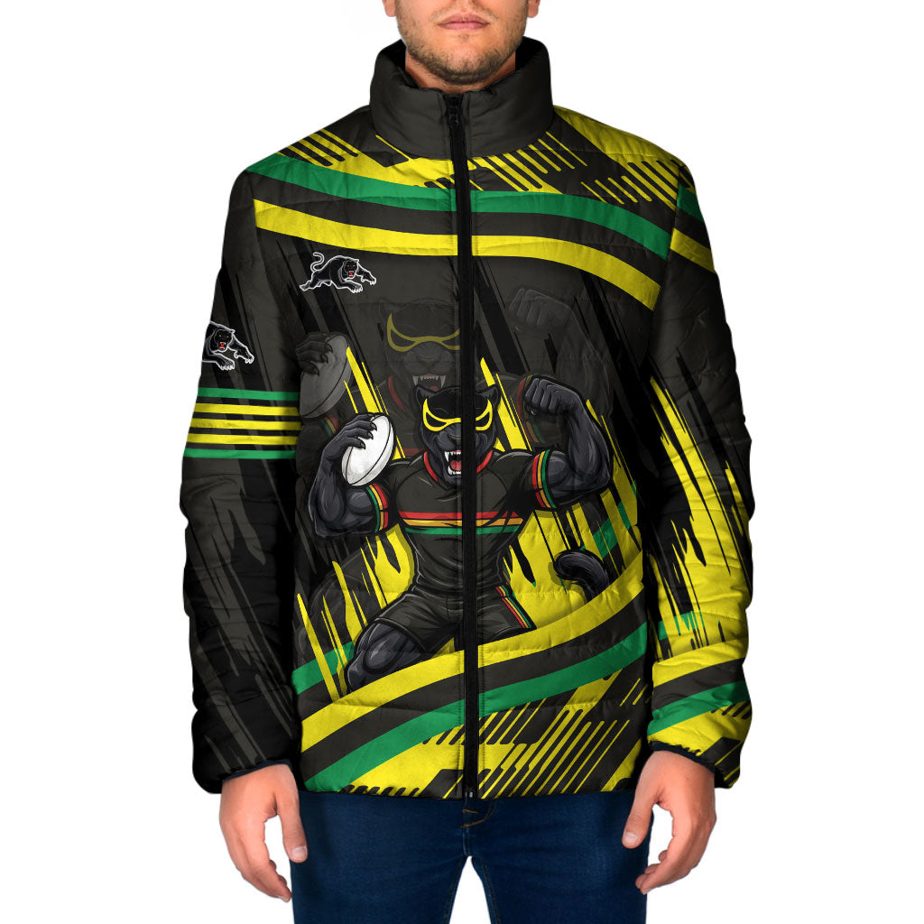 Panthers Rugby Mascot Padded Jacket Fierce Athlete Graphic in Sports Style