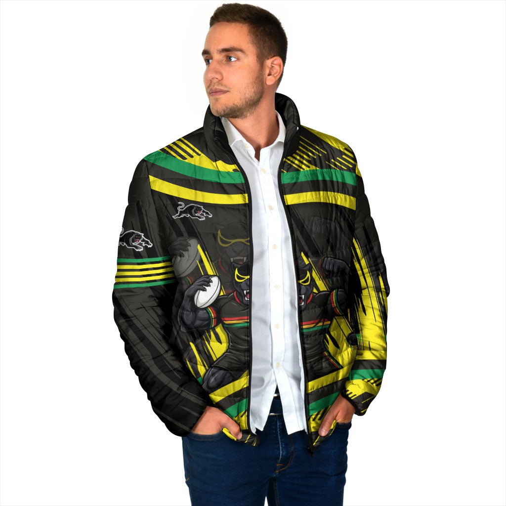 Panthers Rugby Mascot Padded Jacket Fierce Athlete Graphic in Sports Style