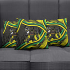 Panthers Rugby Mascot Pillow Cover Fierce Athlete Graphic in Sports Style