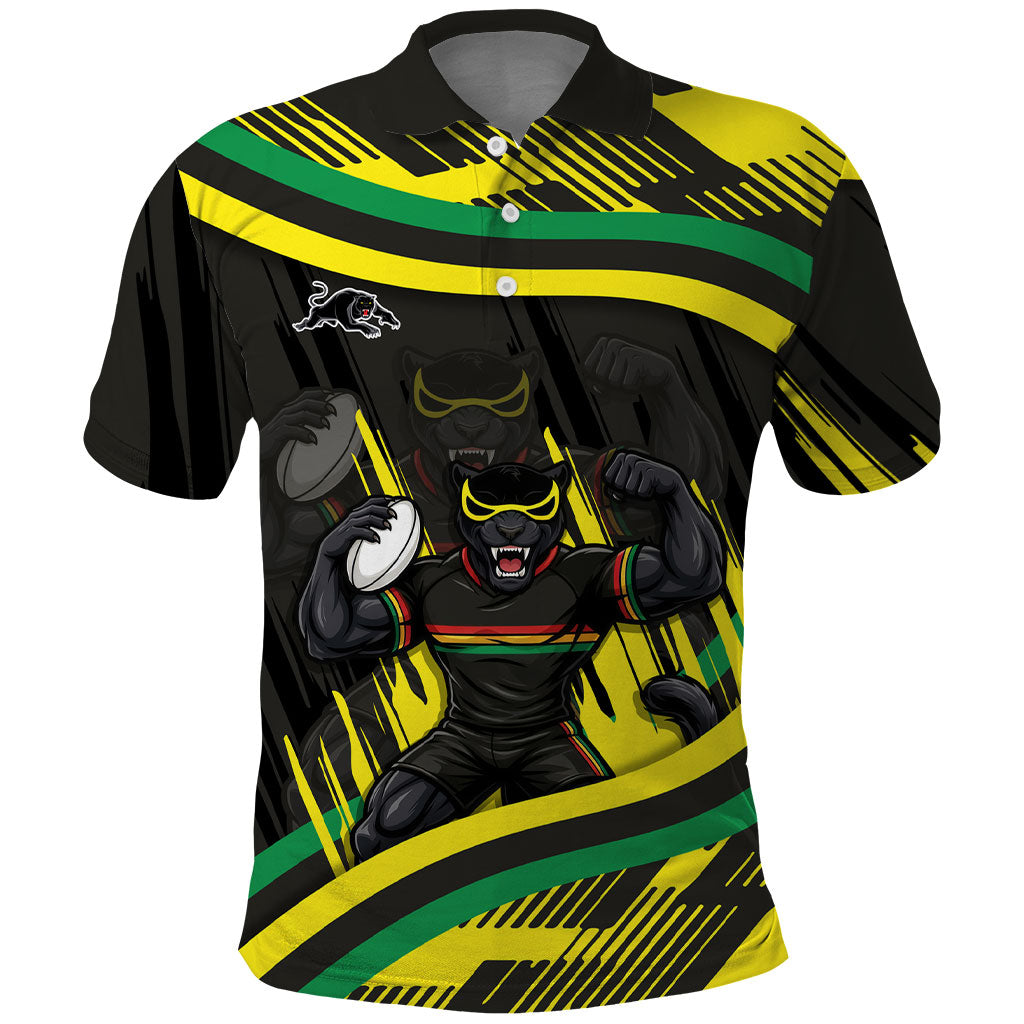 Panthers Rugby Mascot Polo Shirt Fierce Athlete Graphic in Sports Style