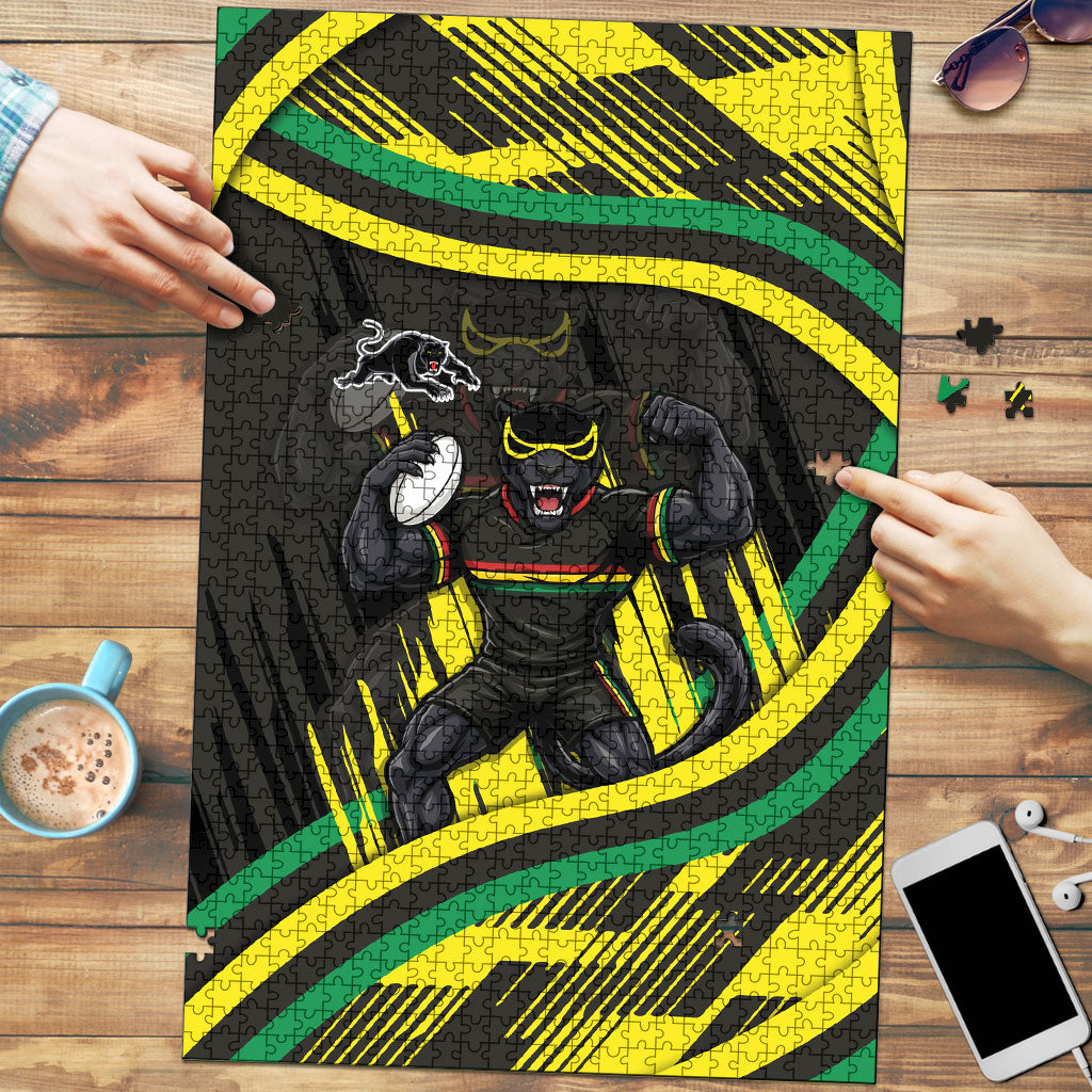 Panthers Rugby Mascot Puzzle Fierce Athlete Graphic in Sports Style