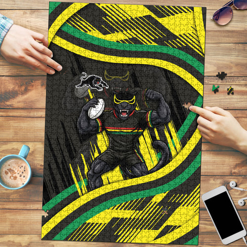 Panthers Rugby Mascot Puzzle Fierce Athlete Graphic in Sports Style