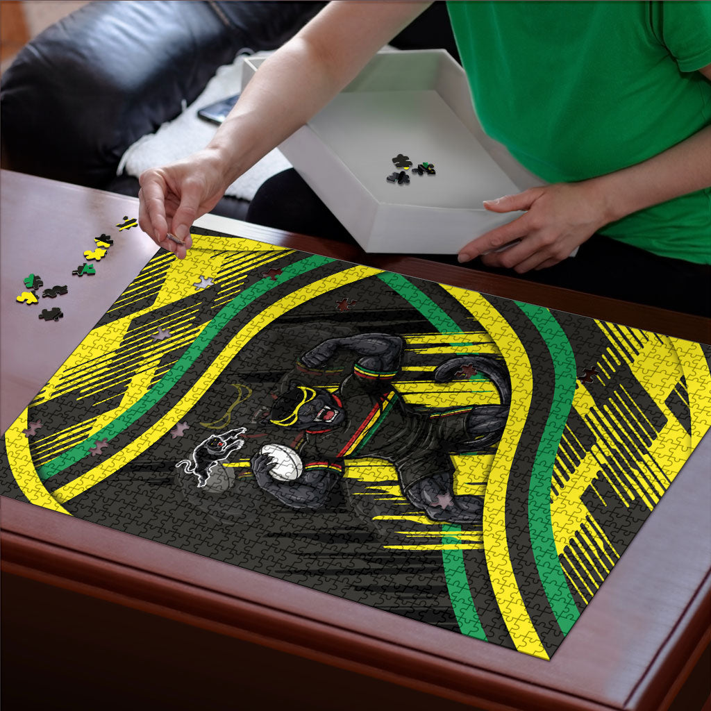 Panthers Rugby Mascot Puzzle Fierce Athlete Graphic in Sports Style