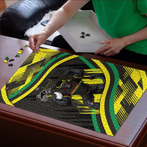Panthers Rugby Mascot Puzzle Fierce Athlete Graphic in Sports Style