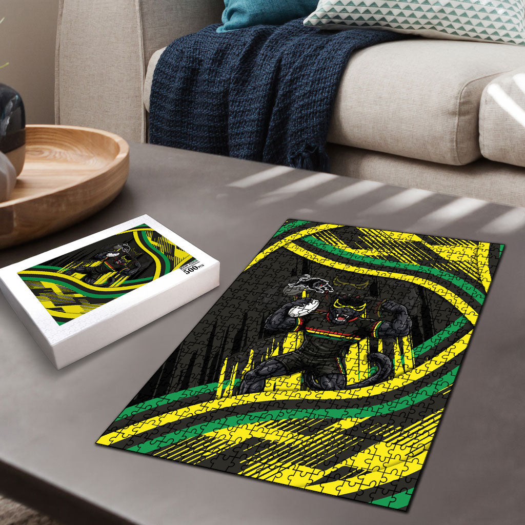 Panthers Rugby Mascot Puzzle Fierce Athlete Graphic in Sports Style