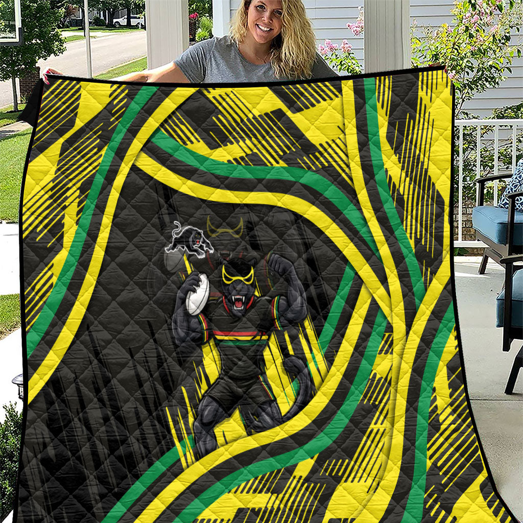 Panthers Rugby Mascot Quilt Fierce Athlete Graphic in Sports Style