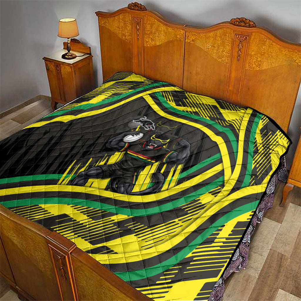Panthers Rugby Mascot Quilt Fierce Athlete Graphic in Sports Style
