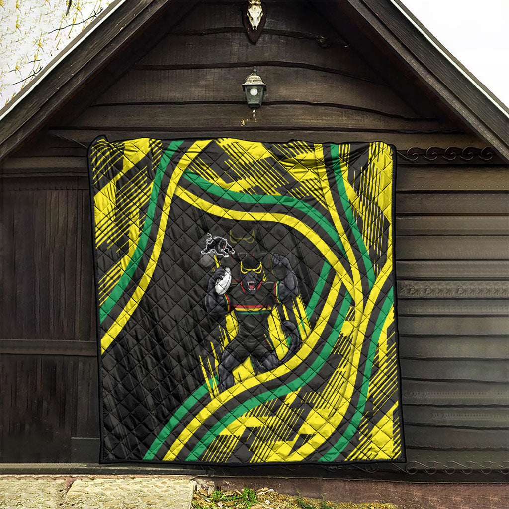 Panthers Rugby Mascot Quilt Fierce Athlete Graphic in Sports Style