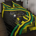 Panthers Rugby Mascot Quilt Bed Set Fierce Athlete Graphic in Sports Style