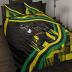 Panthers Rugby Mascot Quilt Bed Set Fierce Athlete Graphic in Sports Style