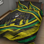 Panthers Rugby Mascot Quilt Bed Set Fierce Athlete Graphic in Sports Style