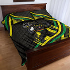 Panthers Rugby Mascot Quilt Bed Set Fierce Athlete Graphic in Sports Style