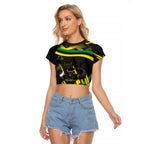 Panthers Rugby Mascot Raglan Cropped T Shirt Fierce Athlete Graphic in Sports Style