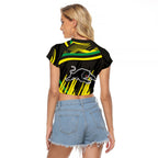 Panthers Rugby Mascot Raglan Cropped T Shirt Fierce Athlete Graphic in Sports Style