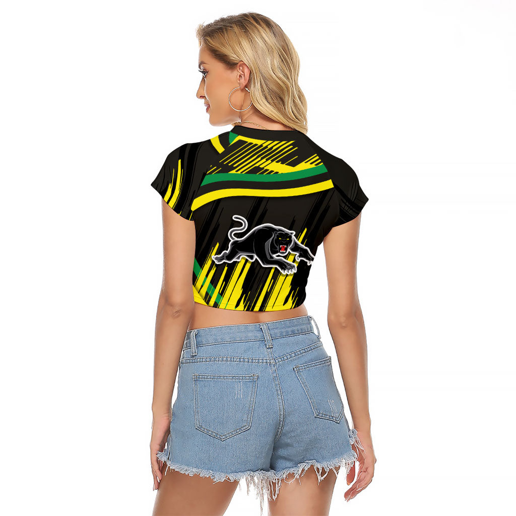 Panthers Rugby Mascot Raglan Cropped T Shirt Fierce Athlete Graphic in Sports Style