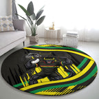 Panthers Rugby Mascot Round Carpet Fierce Athlete Graphic in Sports Style