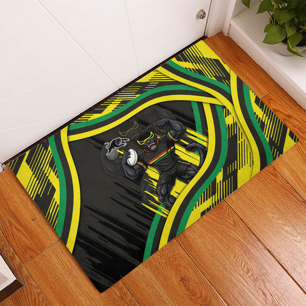 Panthers Rugby Mascot Rubber Doormat Fierce Athlete Graphic in Sports Style