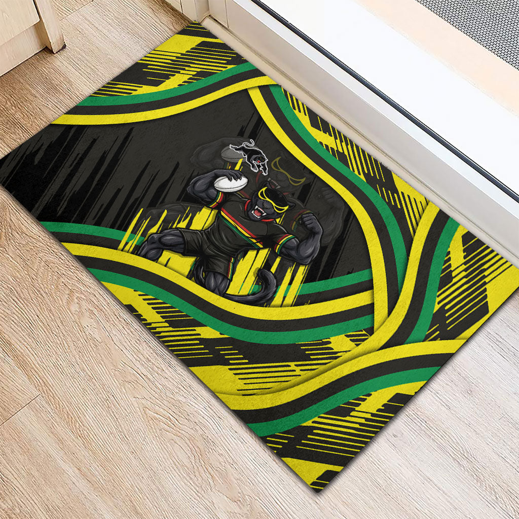 Panthers Rugby Mascot Rubber Doormat Fierce Athlete Graphic in Sports Style