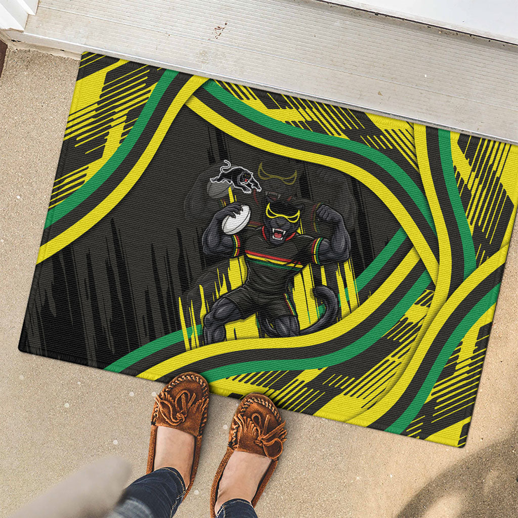 Panthers Rugby Mascot Rubber Doormat Fierce Athlete Graphic in Sports Style
