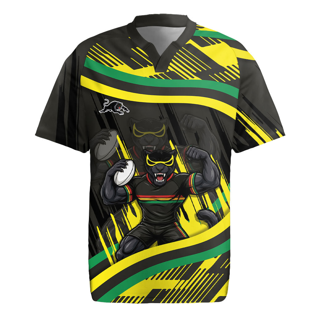 Panthers Rugby Mascot Rugby Jersey Fierce Athlete Graphic in Sports Style