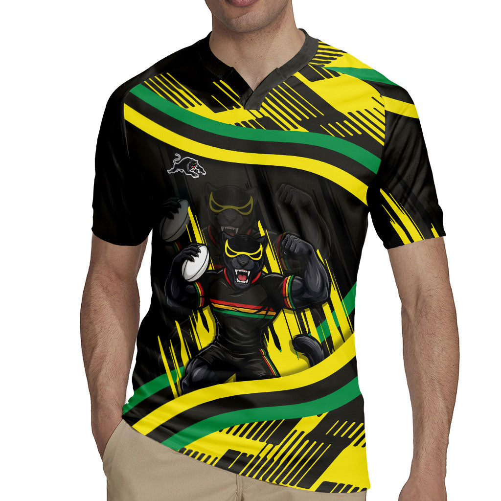 Panthers Rugby Mascot Rugby Jersey Fierce Athlete Graphic in Sports Style