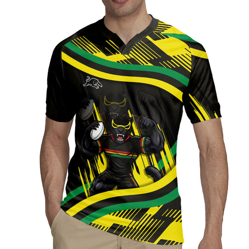 Panthers Rugby Mascot Rugby Jersey Fierce Athlete Graphic in Sports Style