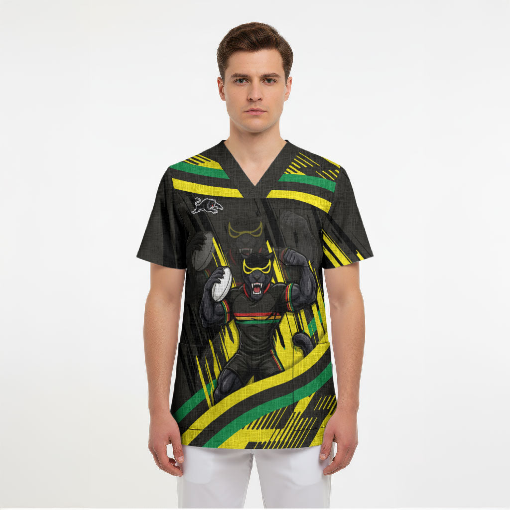 Panthers Rugby Mascot Scrub Top Fierce Athlete Graphic in Sports Style