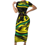 Panthers Rugby Mascot Short Sleeve Bodycon Dress Fierce Athlete Graphic in Sports Style