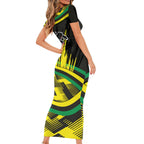 Panthers Rugby Mascot Short Sleeve Bodycon Dress Fierce Athlete Graphic in Sports Style