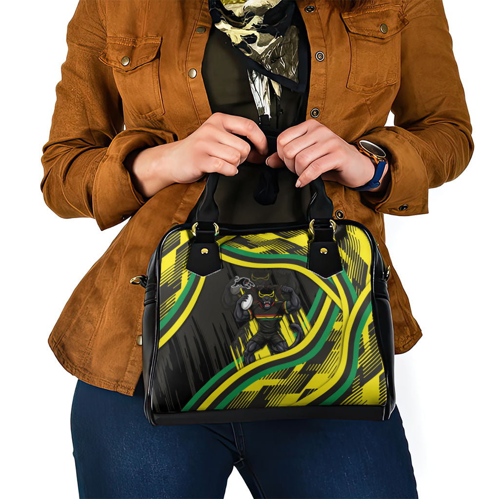 Panthers Rugby Mascot Shoulder Handbag Fierce Athlete Graphic in Sports Style